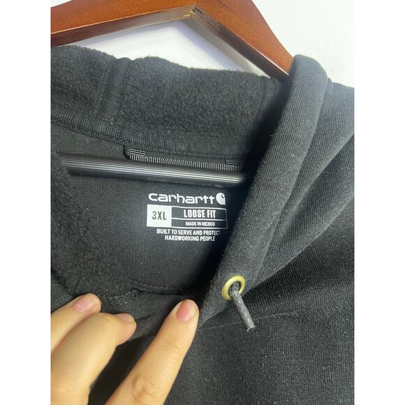 Carhartt Black Drawstring Hoodie Pullover Mens 3XL Kangaroo Pockets - Picture 2 of 5